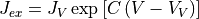 J_{ex} =J_V \exp{\left[ C \left( V - V_V \right) \right] }